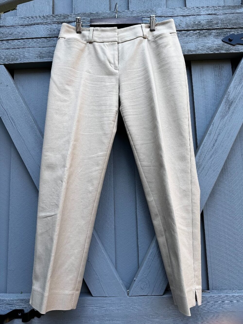 LOFT Julie Riviera Pants Women's 4 Beige Crop Ankle Stretch Career Office